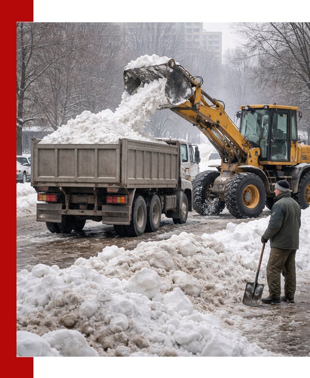 Вывоз снега грузовой техникой в Воронеже оперативно и чисто