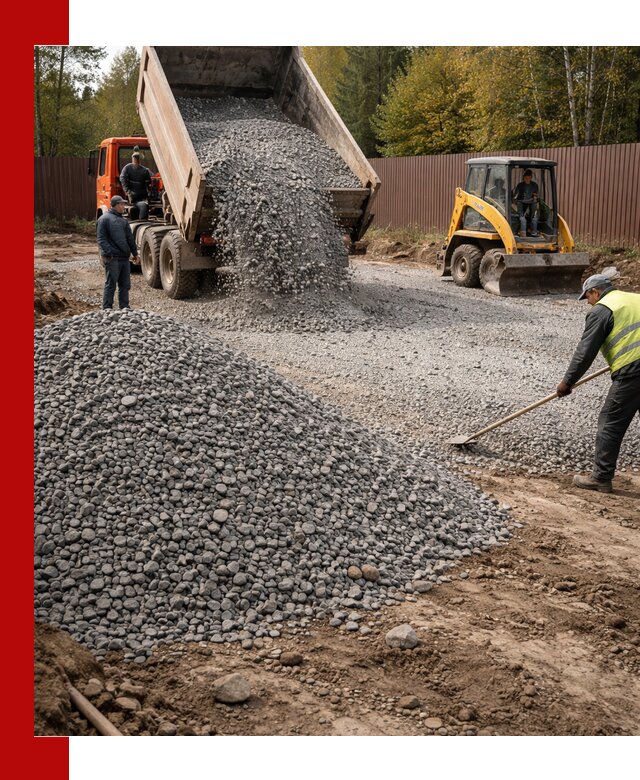 Отсыпка участка щебнем с доставкой и уплотнением в Воронеже